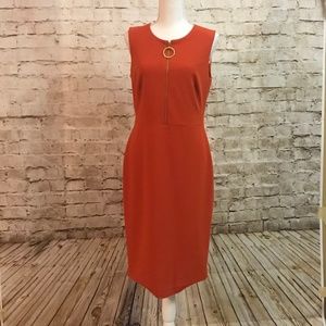 Calvin Klein Burnt Orange Sleeveless Sheath Dress